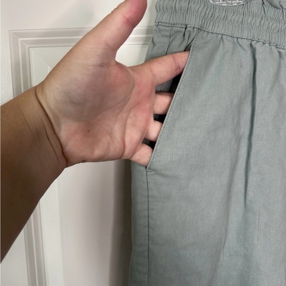 J.Crew Pants Size 10 Sea Foam Green Linen Blend Lagenlook Wide Leg Beachy - Picture 4 of 10